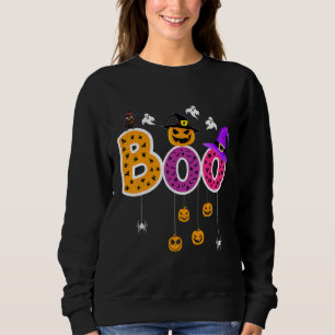 Sudadera Disfraz de Halloween Boo con arañas, fantasmas, ca