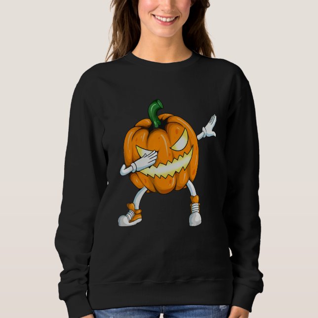 Sudadera Disfraz de Halloween Cabeza de Calabaza Hace Dab (Anverso)