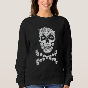 Sudadera Disfraz de Halloween de Cráneo de Gato con Huesos