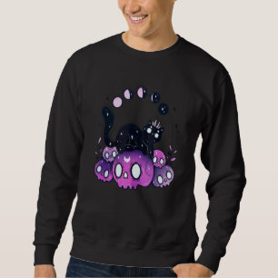 Sudadera Disfraz de Halloween de Gatos Brujos Fases Lunares