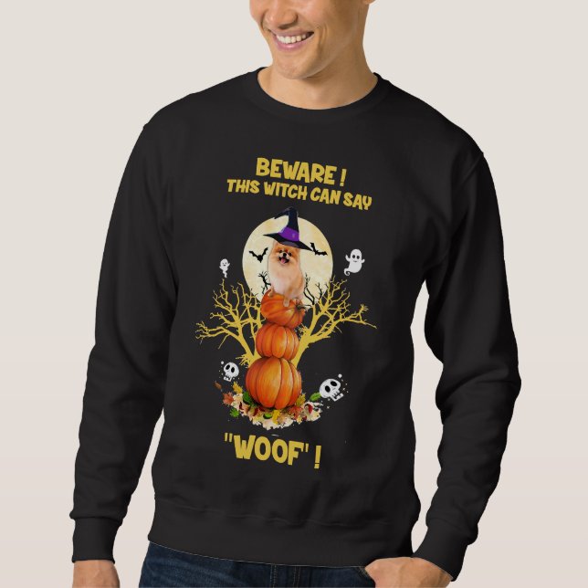 Sudadera Disfraz de Halloween Funny Pomeraniano (Anverso)