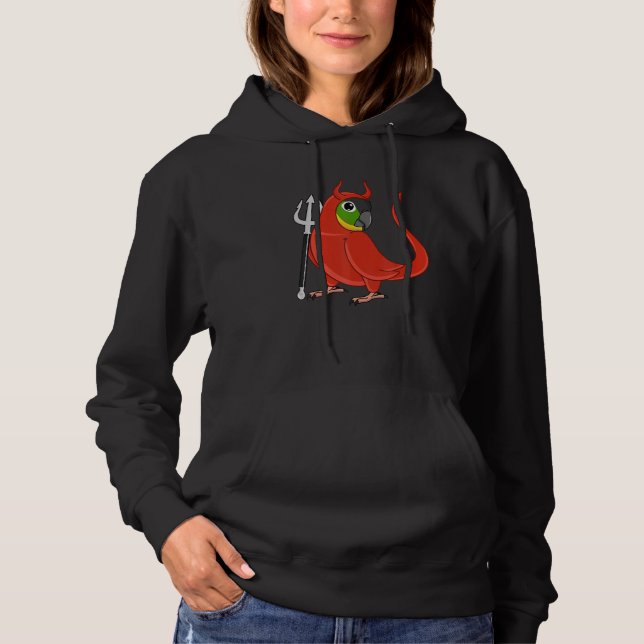 Sudadera disfraz de loro diablo espantoso de mejilla verde  (Anverso)