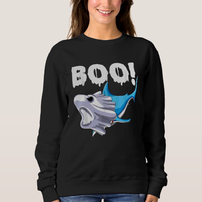 Sudadera Disfraz de tiburón de Halloween Boo fantasma espel (Anverso)