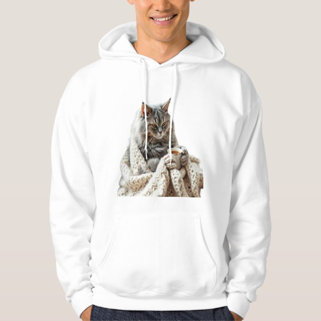 Sudadera Disfrutar del té de invierno del gato (Anverso)