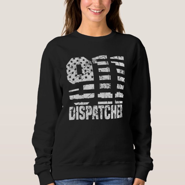 Sudadera Dispatcher Us Flag - Thin Gold Line Police 911 Dis (Anverso)