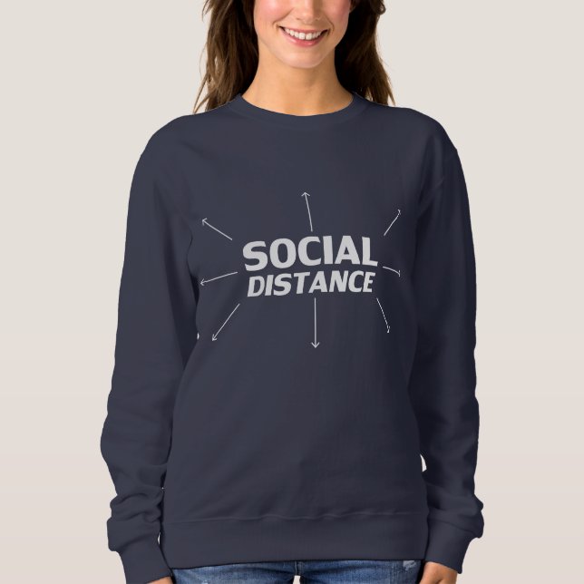 Sudadera Distancia social blanco moderno tipografía flechas (Anverso)