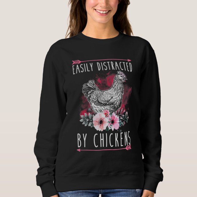 Sudadera Distracción Fácil De Los Pollos Para Los Amantes D (Anverso)