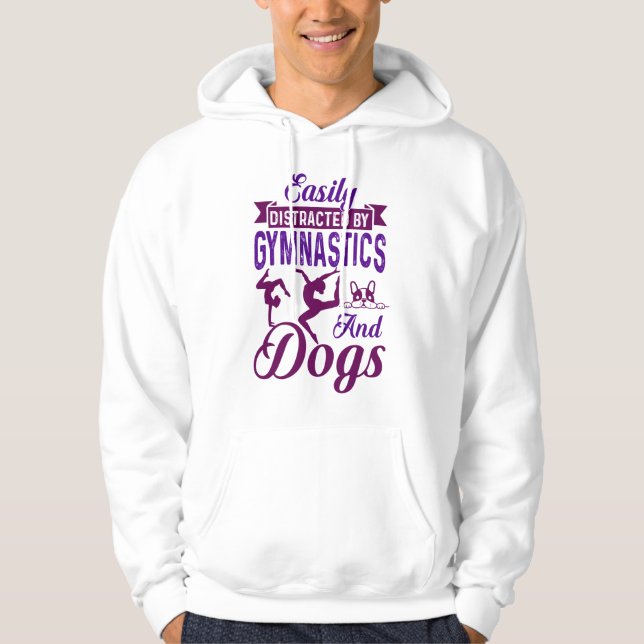 Sudadera Distracción fácil por gimnasia y perros (Anverso)