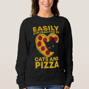 Sudadera Distrado Fácilmente Por Gatos Y Gatitos De Pizza