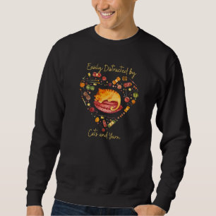 Sudadera Distrado Fácilmente Por Gatos Y Yarn