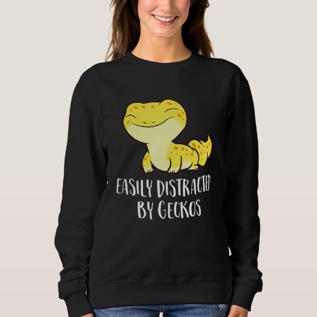 Sudadera Distraído Fácilmente Por Geckos Cute Leopard Lizar (Anverso)