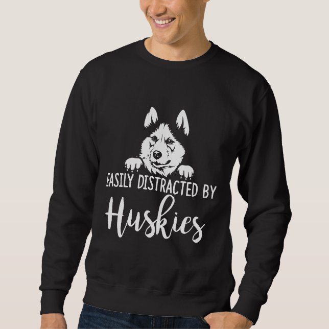 Sudadera Distraído Fácilmente Por Huskies Siberian Husky Ap (Anverso)