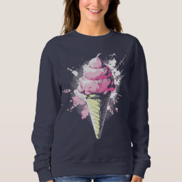 Sudadera Distressed Abstract Pink Ice Cream Splatter
