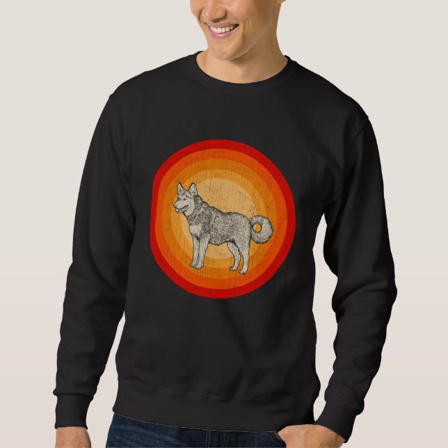 Sudadera Distressed Alaskan Malamute Dog  Retro Style (Anverso)