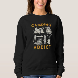 Sudadera Distressed Quote Camping Addict Retro  