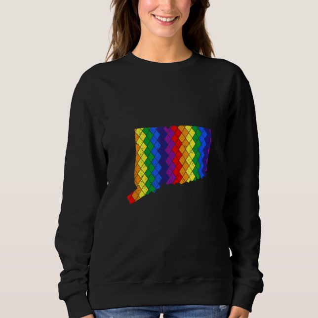 Sudadera Distressed State of Connecticut LGBT Rainbow Gay P (Anverso)