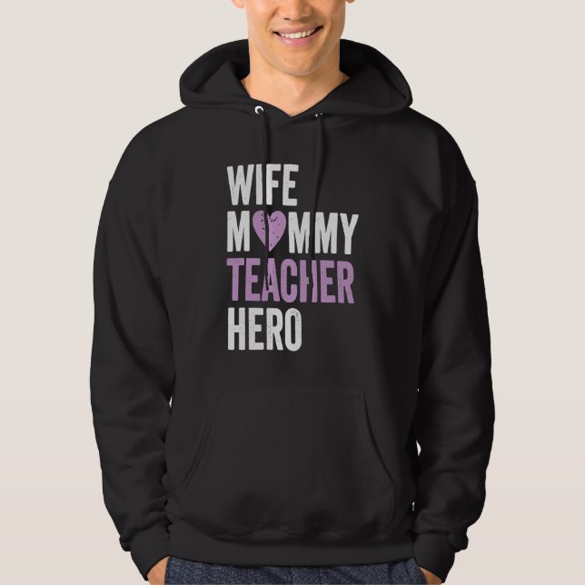 Sudadera Distressed Teacher  Wife Mommy Teacher Hero (Anverso)