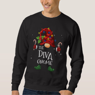 Sudadera Diva Gnome Búfalo Plantado Luz de Árbol de Navidad