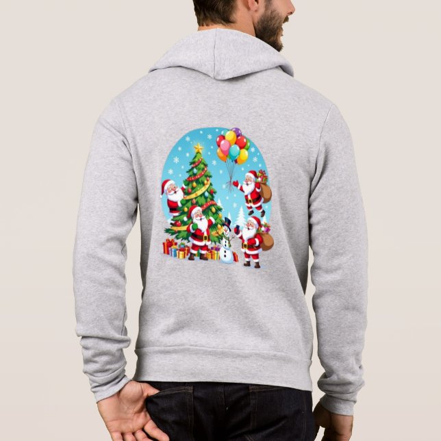 Sudadera **“Diversión de Navidad con Multi-Santa – Transpar (Reverso)