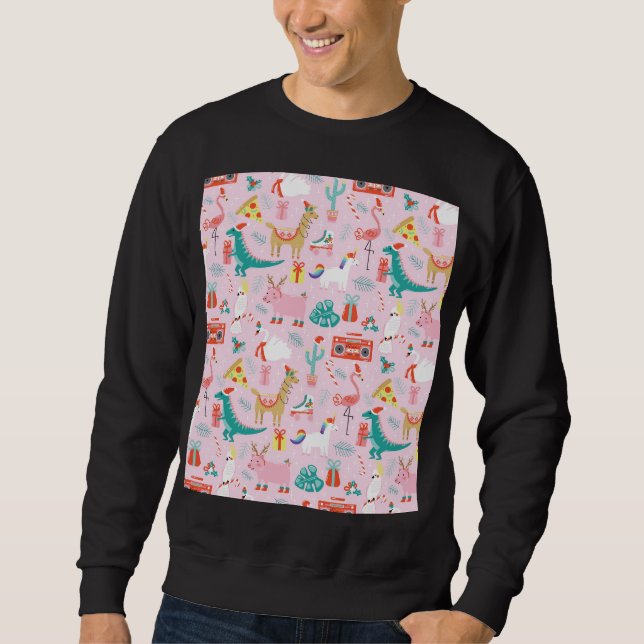 Sudadera Diversión de navidades: Patrón de animales sin foc (Anverso)