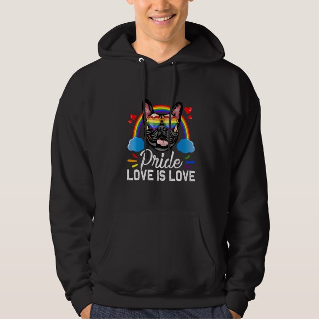Sudadera Diversión Lgbt Orgullo Amor Arcoiris Bulldog Franc (Anverso)