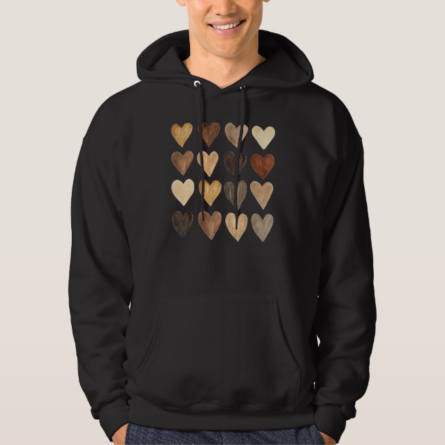 Sudadera Diversity Heart Skin Tones Melanin Pride Black His (Anverso)
