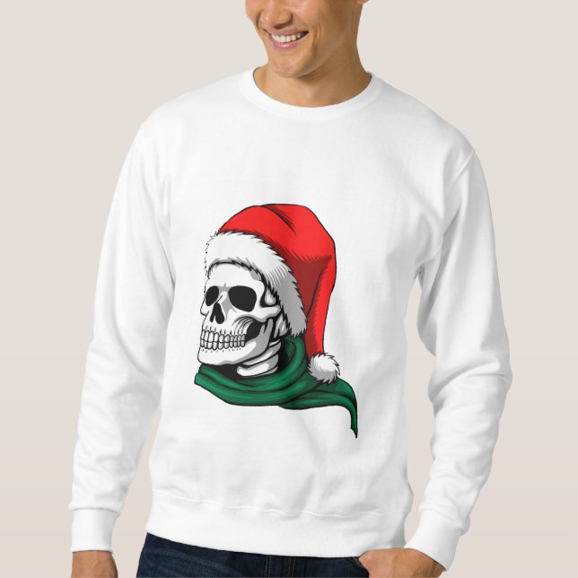 Sudadera divertida de cráneo de Navidad para hombr (Anverso)