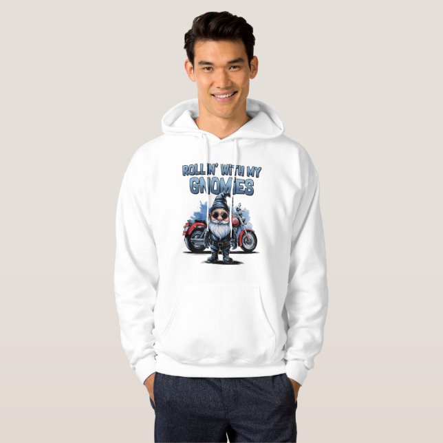 Sudadera divertida de gnomo motero (Anverso completo)
