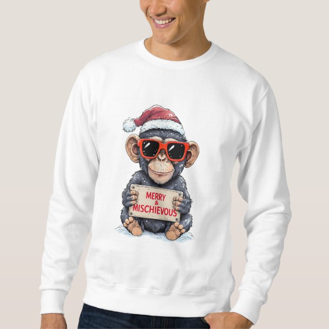 Sudadera divertida de mono de Navidad (Anverso)