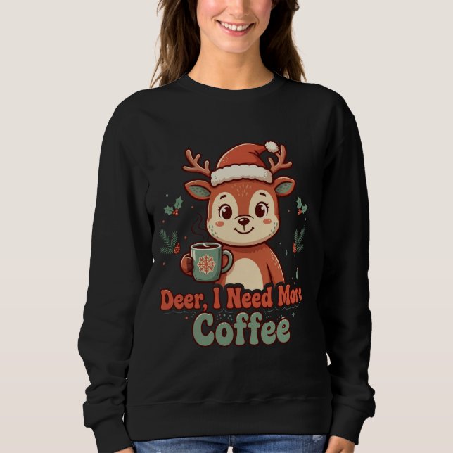 Sudadera divertida de Navidad con café de ciervo C (Anverso)