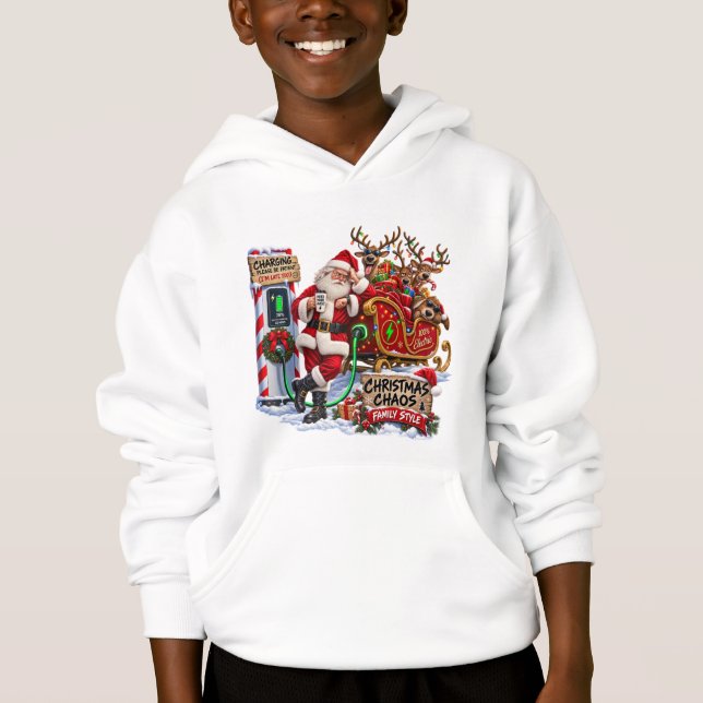 Sudadera divertida de Navidad con carga de Santa E (Anverso)