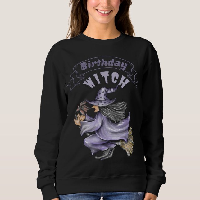 Sudadera Divertida Halloween Spooky Bruja de cumpleaños de  (Anverso)