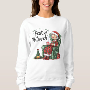 Sudadera Divertida Matriarca Acogedora Navidad