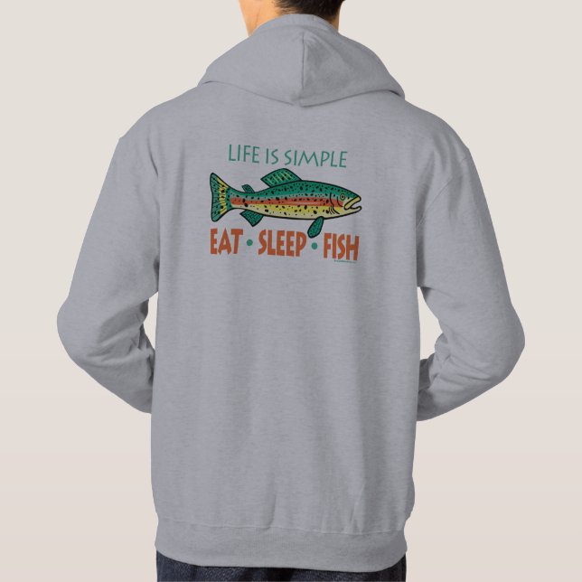 Sudadera Divertida Pesca Dice: Coma pescado para dormir (Reverso)