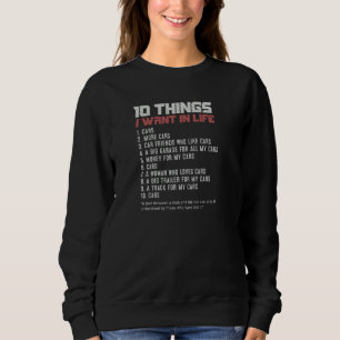 Sudadera Divertidas 10 cosas que quiero en mi vida amantes 