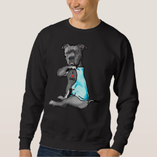 Sudadera Divertidas mujeres Perro Pitbull Yo Amo Tattoo Pap