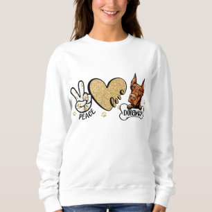 Sudadera Divertido amor por la paz Doberman Perro Lover