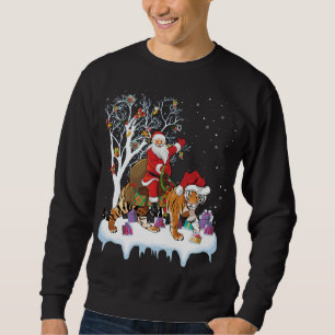 Sudadera Divertido árbol de alumbrado navideño Santa Riding