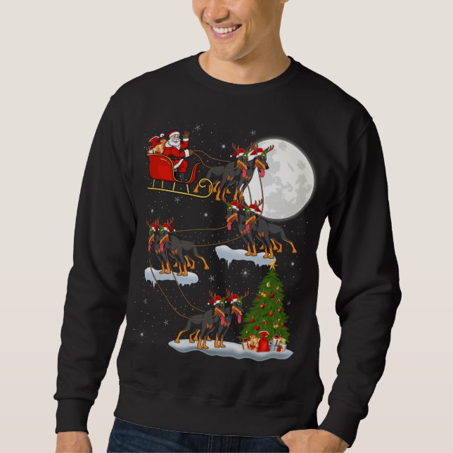 Sudadera Divertido árbol de alumbrado navideño Santa Riding (Anverso)