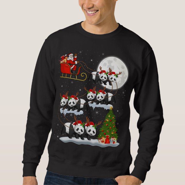 Sudadera Divertido árbol de alumbrado navideño Santa Riding (Anverso)