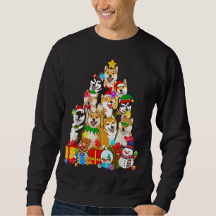 Sudadera Divertido árbol de navidad chiba inu ilumina a per