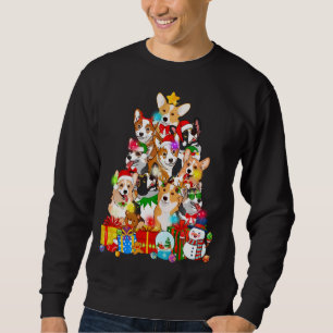 Sudadera Divertido árbol de Navidad Corgi ilumina al perro