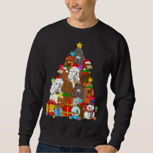 Sudadera Divertido árbol de Navidad Poodle iluminan a un pe