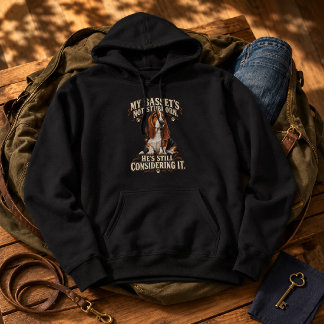 Sudadera Divertido Basset Hound todavía considerándolo