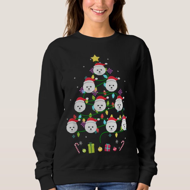 Sudadera Divertido Bichon Frise Christmas Tree Color Led Li (Anverso)