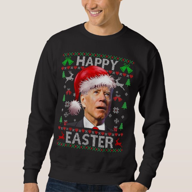 Sudadera Divertido Biden confundió feliz Pascua con Navidad (Anverso)
