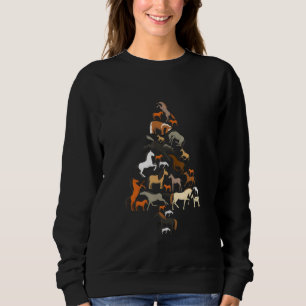 Sudadera Divertido caballo árbol de Navidad caballo paseand
