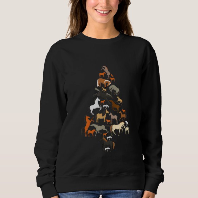 Sudadera Divertido caballo árbol de Navidad caballo paseand (Anverso)