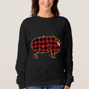 Sudadera Divertido Cerdo Árbol De Navidad Rojo Pájaros De N