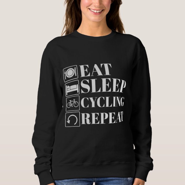 Sudadera divertido comer dormir ciclismo repetir para cicli (Anverso)